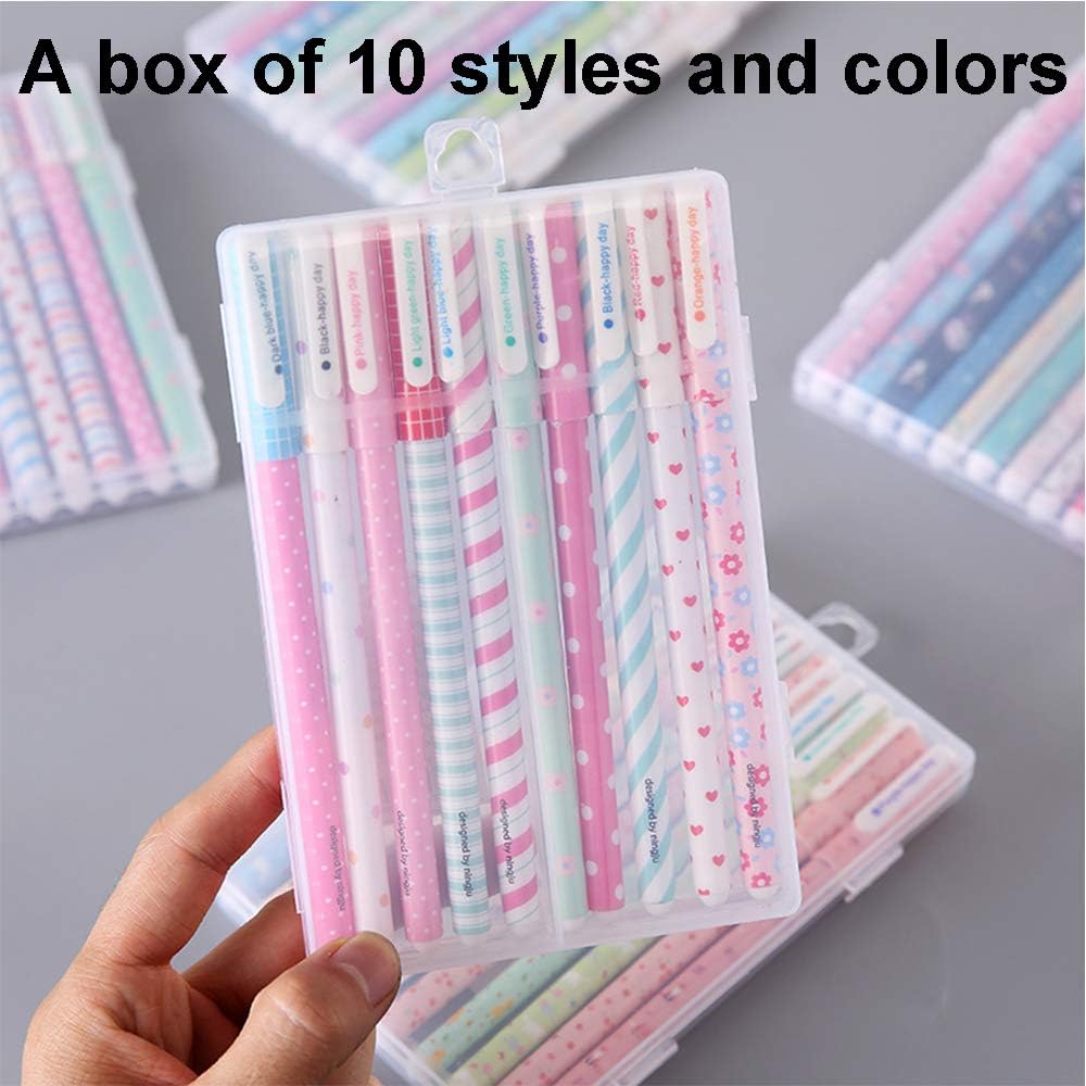 20Pcs Cute Color Pens,10 Cute Colors Gel Ink Pens for Women Toshine Colorful Gel Ink Pens, 0.38mm Multicolored Pens for Planner Writing Note, Office,
