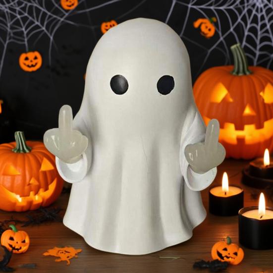 Ghost Middle Finger Led Lamp Lighted Up Finger Ghost Statue Novelty Night Light Decoration for Mantel Tabletop Windowsill Shelf Home Decor