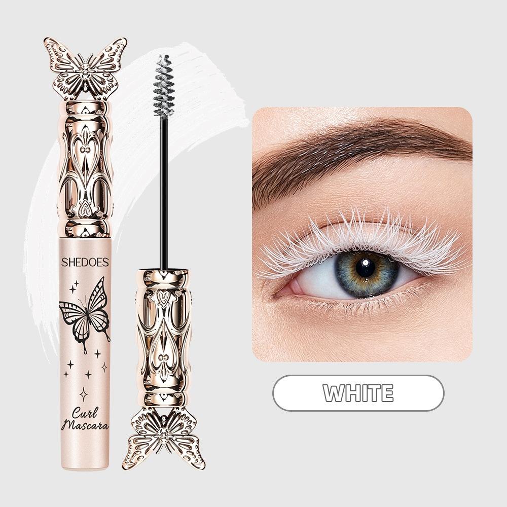 Kleurrijke Wimpermascara Dunne Precisieborstel Verlengend Krullend Volumegevend Waterdicht Vlekbestendig Langhoudend Oogmake-up Cosmetica wit
