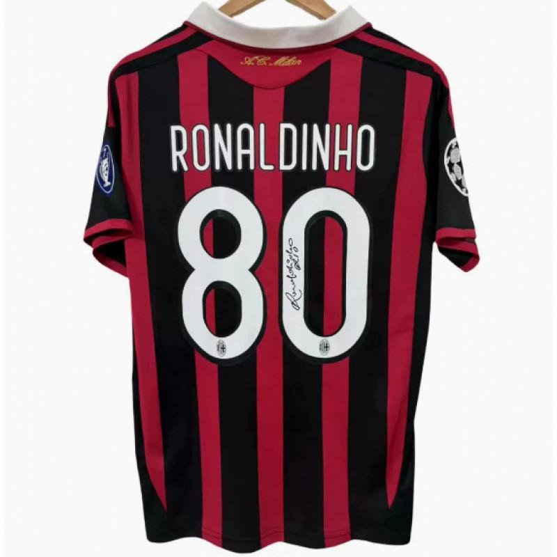 Retro Soccer Jersey Signed Edition Cristiano Ronaldo Beckham Kaka Ronaldinho Messi Short Sleeve Football Shirt Men Women