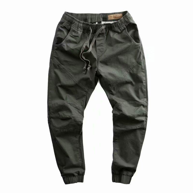 Men's Trendy Korean Solid Color Cuffed Overalls - Casual Spring/Autumn Loose Work Pants