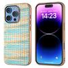 For iPhone 16 Pro Max Case Electroplating Edge Plaid Texture PU Leather+PC+TPU Phone Cover