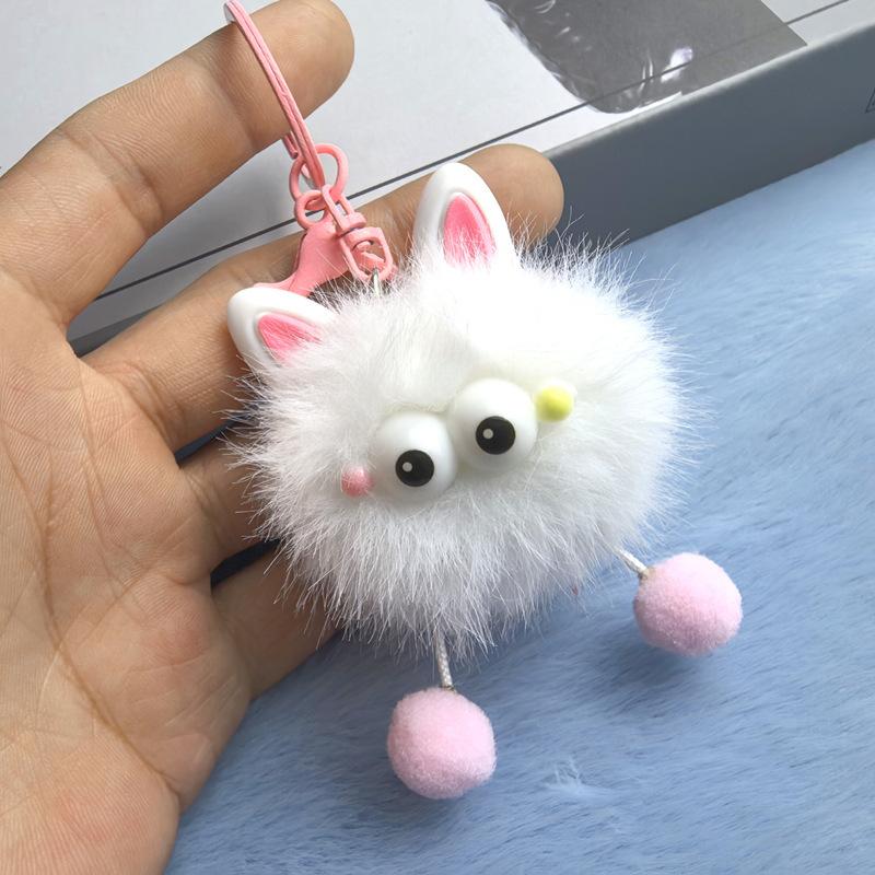 Imitation Mink Ears Elf Plush Cartoon Pendant Furry Cute Cartoon Fur Ball Couple Bestie Gift Keychain