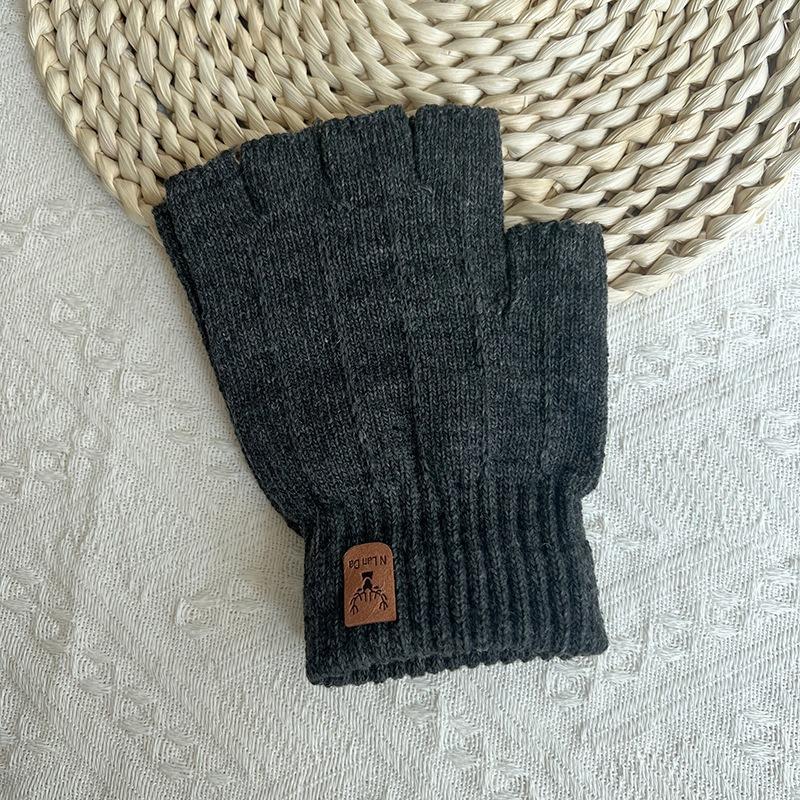 Men's Gloves Solid Color Knitted Wool Gloves Are Cold-proof and Warm In Autumn and Winter, and Can Be Simple and Versatile with Five Fingers