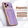 Stripe Heart Pattern Case For iPhone 17 18 Pro Max Magnetic For Magsafe Skin Feel Hybrid Phone Cover For iPhone 16 15 14 13 Pro Max
