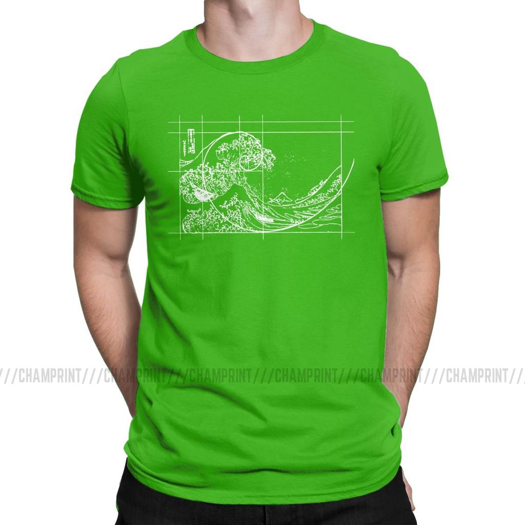 Hokusai Meets Fibonacci Sequence Golden Ratio Men S T Shirt Math Technical Geek Casual Tees Round