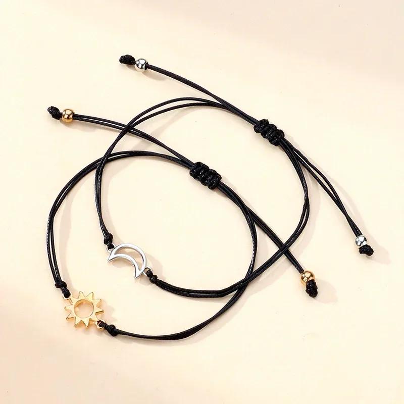 Set of 2 Charm Bracelets for Boys and Girls Copper and Gold Football Braided Adjustable Friendship Bracelet