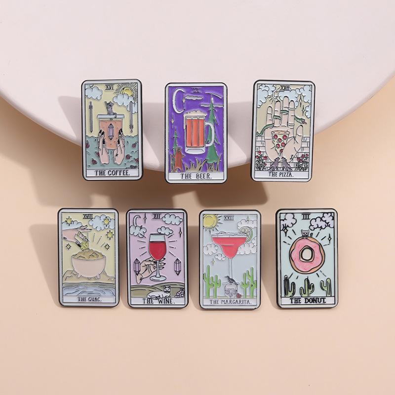 Tarot The Fool Love Donut Glass Cup Magician Empress Emperor Badges Brooch Enamel Pins Label Bag Backpack Hat Jewelry
