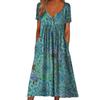 Rochie Tricotată Casual de Vară pentru Femei, cu Gât Rotund, Simplă, cu Imprimeu de Nasturi, cu Blocuri de Culoare