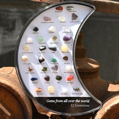Mondform Naturstein Box 32 verschiedene Kunstedelstein Kit pädagogische Kinder Mineralstein