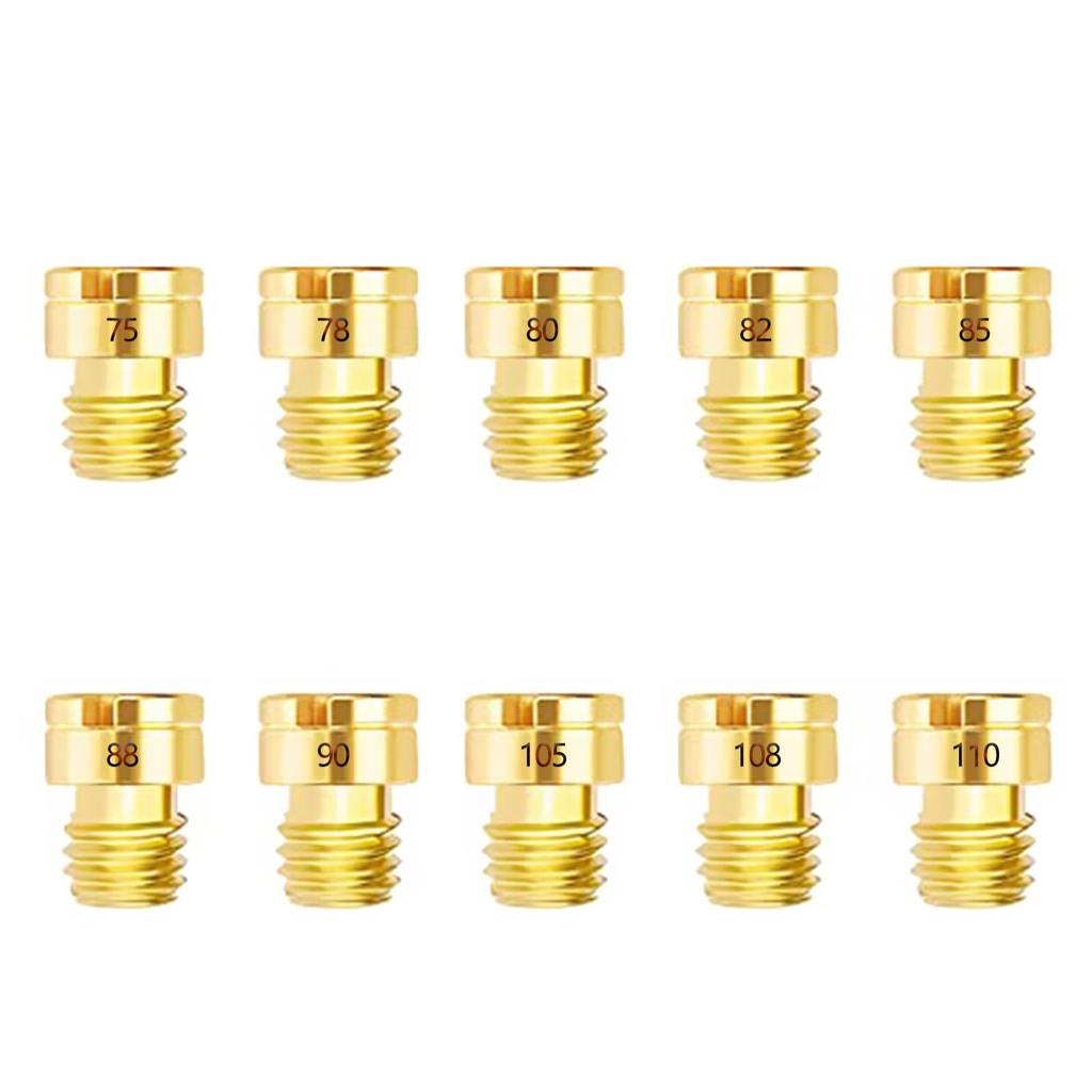 Pronese Main Jet Set of 10 Round Small [5x6.7] Motorcycle #75~#110 PC20 Jet Set 10 Size Set Carburetor Setting