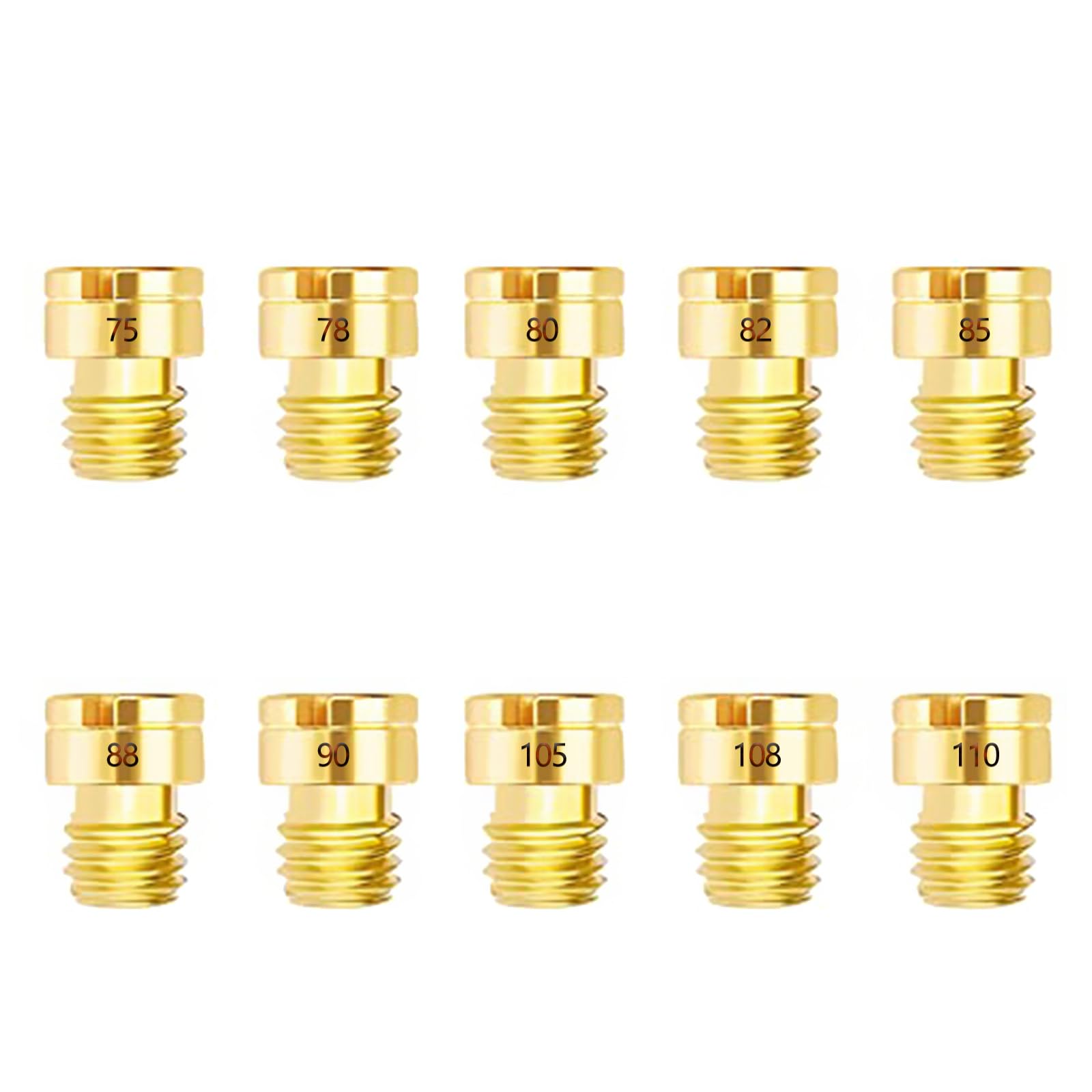 

Pronese Main Jet Set of 10 Round Small [5x6.7] Motorcycle #75~#110 PC20 Jet Set 10 Size Set Carburetor Setting 10 sizes (small round) set