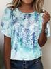 Women's T-shirt Summer Casual Round Neck Short Sleeve 3D Print Floral Pattern Top Loose Casual Wear Ladies T-shirt