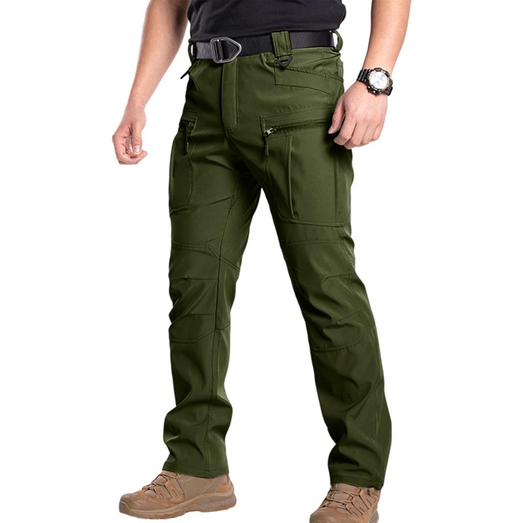 Men Cargo Pants Multi Pocket Outdoor Straight Leg Lightweight Trousers with Zipper Closure for Hiking