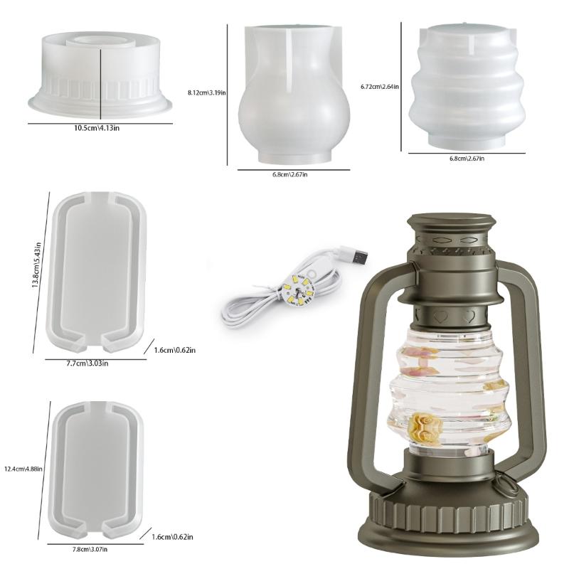 Silicone Camping Lamp Mold Set with LED Suitable for Making Customing Resin Gifts for Holiday or Birthday Presents