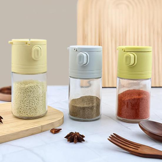 Glass Salt Dispenser Set with 0.5g Portion Control Airtight Seasoning Jars for Low-Sodium Diets 180ml Moisture-Proof Easy-Fill Spice Container