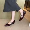 077-1 Rhinestone Pointed Toe Hidden Heel Flats, Women's Plus Size