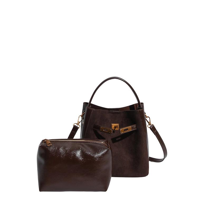 IELGY Ladies Diagonal Bag Suede Retro Simple Bucket Bag No Pendant