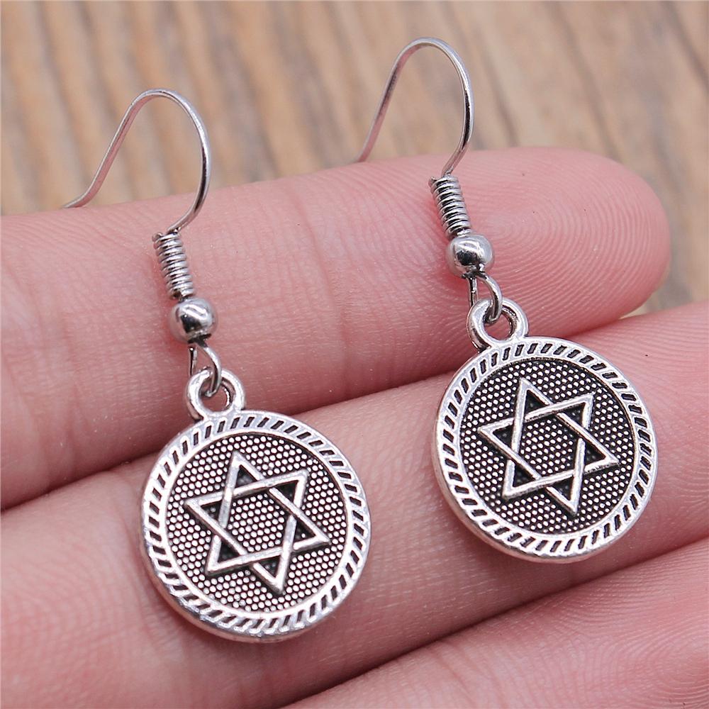 Vintage Neue Mode Einfach Judentum Menora Davidstern Charmante Hängeohrringe Für Dame Damen Schmuck Geschenk
