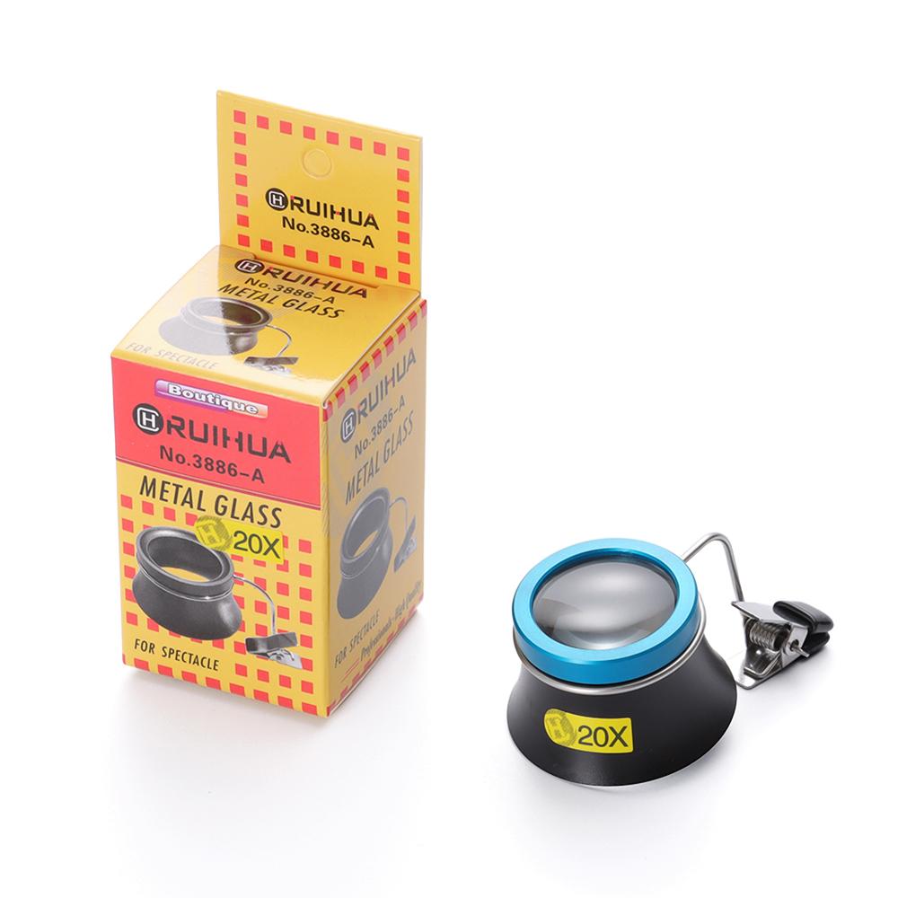 5X 10X 20X Eyeglass Magnifier Clip-On Eye Loupe for Watchmakers Repair Tool Magnifying Lens Portable Eyepiece Process Operation
