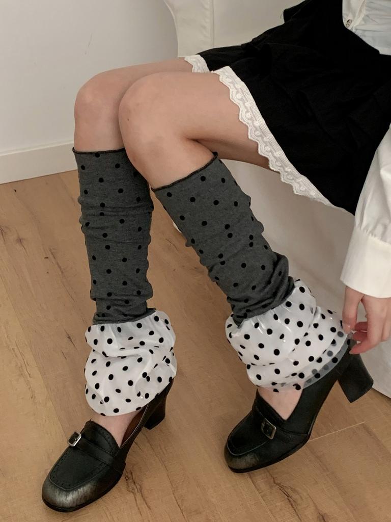 Y2K Girls Polka Dot Leg Warmers Sweet Niche Design Collgege Style Lolita Cute Long Stockings Fashion Versatile Middle Tube Socks