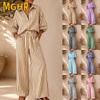 Women's Fashion Casual Autumn Winter Long Sleeve POLO Neck Pants Suits