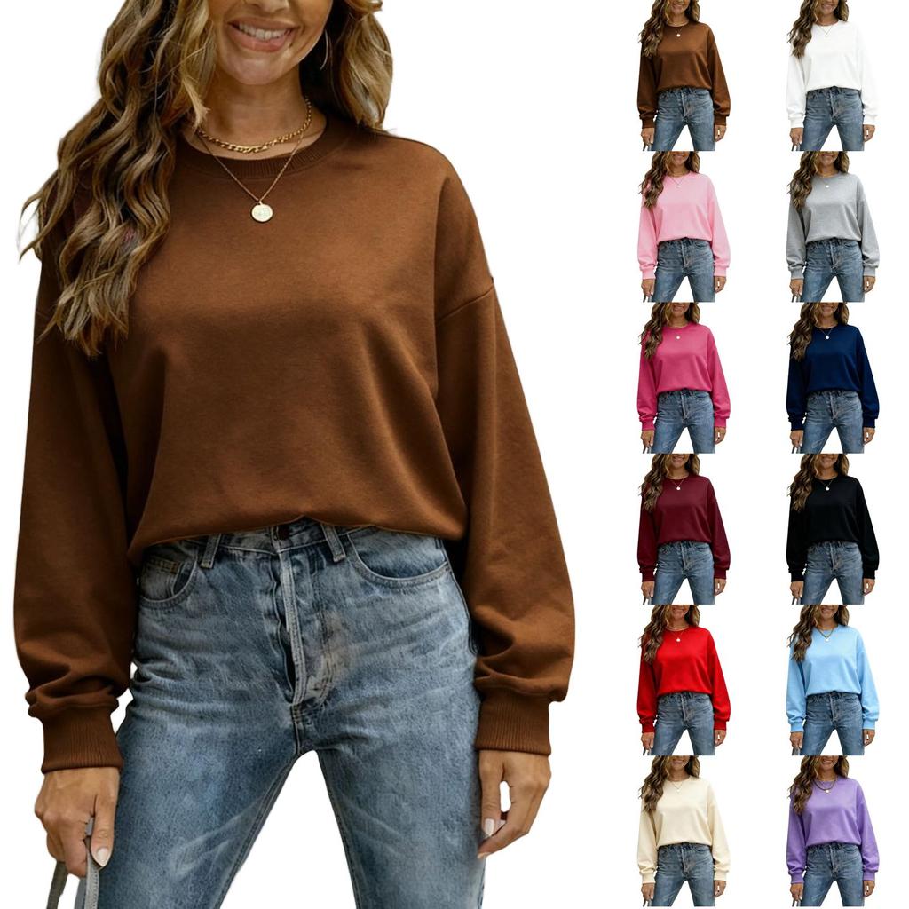 Dames Grote Maten Casual Losse Pasvorm Ronde Hals Pullover Sweatshirt voor Dagelijks Gebruik