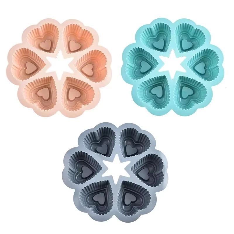 1PC 6-Link Love Shaped Horseshoe Cake Mold Handmade Chocolate Cookie Mould Easy Release Baking Supplies