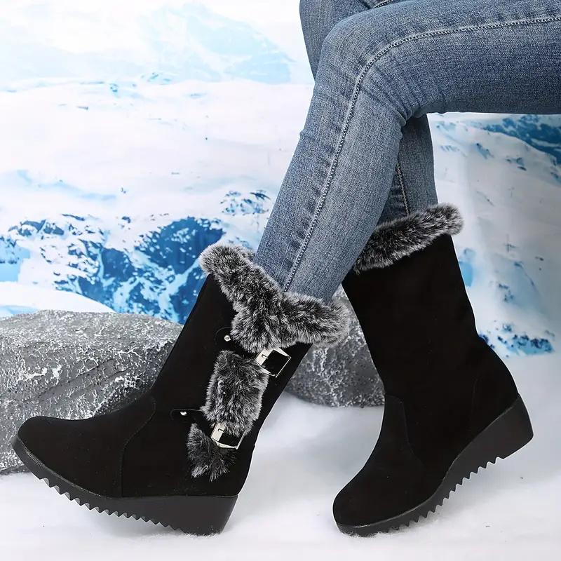 Fashion 2024 Mid-Calf Women Fashion Comfortable Warm Modern Boots Women Round Toe Wedges Slip on Shoes Female Shoes for Women