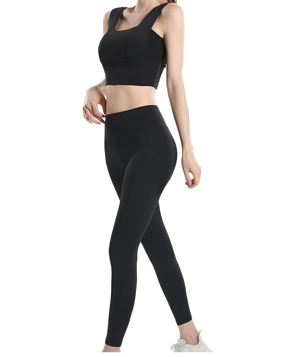 

three Joy Yoga Wear Sports Bra with Yoga and Fitness Size M Women s Set, Cups, Wear, Leggings, High-Waisted, Stylish, Black, чёрный