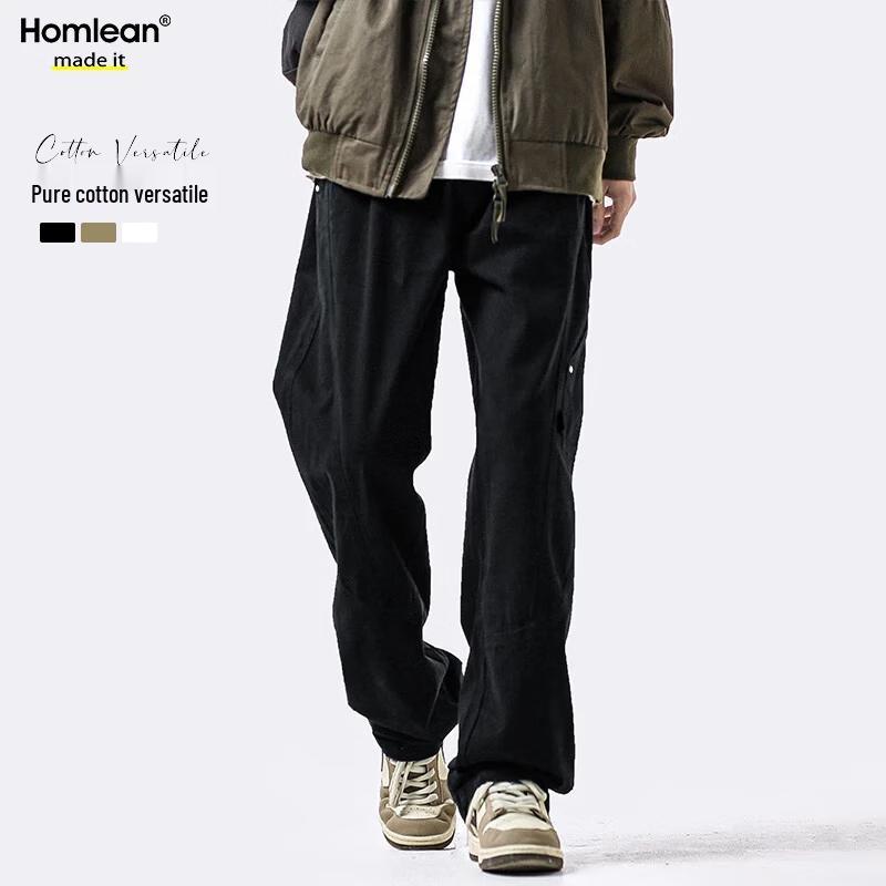 Homlean Men's American Style Cotton Loose Cargo Pants HS60