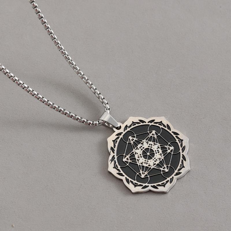 Wisiorek Retro Dysk Sześcioramienna Gwiazda Męska Moda Stal Tytanowa Biżuteria Hip Hop Naszyjnik