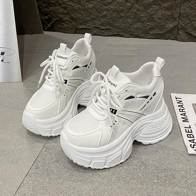 

10CM Height Increasing Women s Chunky Sneakers Lace Up Platform Casual Shoes Zapatillas De Mujer Size 34-39 Zapatos De Mujer 34 белый