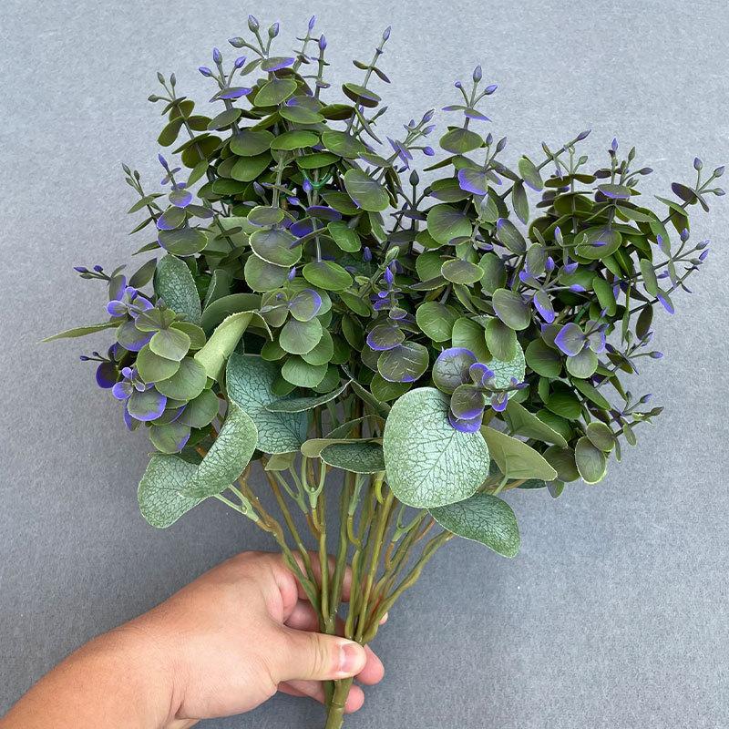 

7 Heads Double Fork Apple Leaf Money Wood Home Decoration Artificial Flower Simulation Green Plant Desktop Pendulum фиолетовый