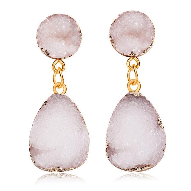 Retro cluster crystal stud earrings, candy-colored water drop earrings for women