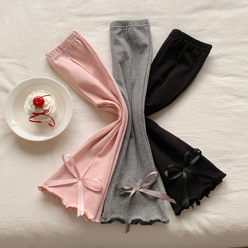 2025 Autumn New Style Knitted Jacket for Young Girls, Stylish Bow Sweater Cardigan with Flared Pants