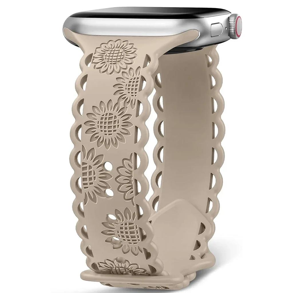 Y2k Trendiges Rosen-Relief-Silikonarmband für Apple Watch 10 9 8 7 6 5 4 3 2 Armband 44mm 45mm 46mm 49mm 42mm 40mm Uhrenarmband
