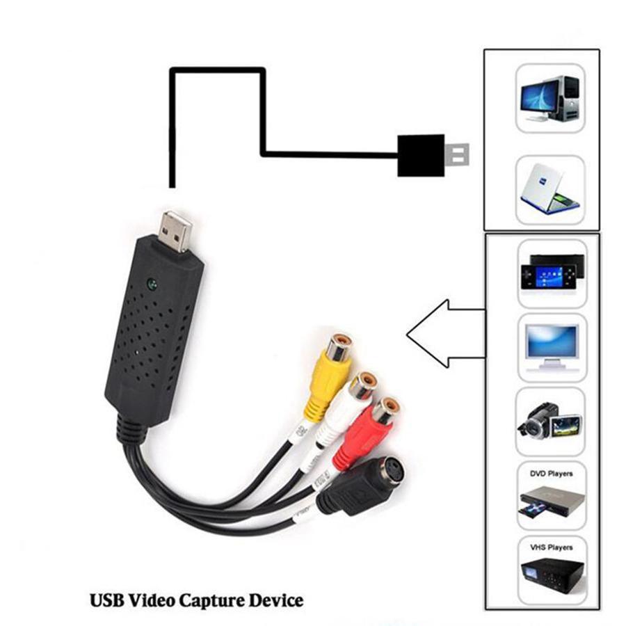 USB 2.0 Video Capture Adapter AV TV DVD DVR Capture Card Stereo Audio