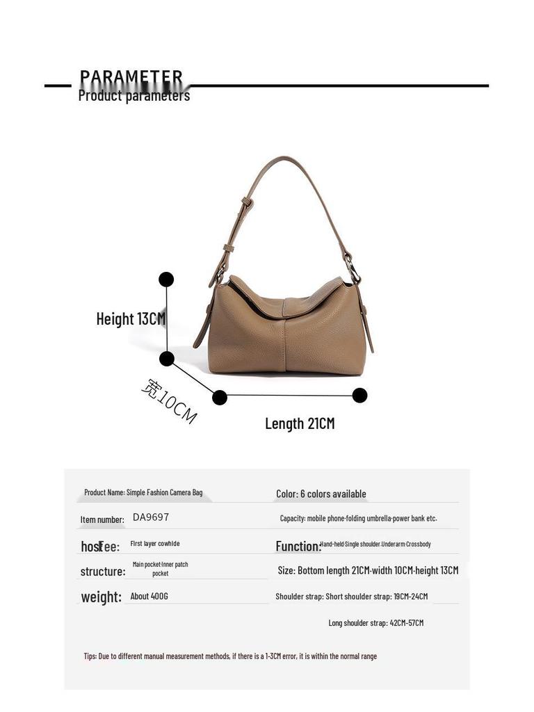 Women's Genuine Leather Cowhide Underarm Shoulder Bag - Versatile Commuter Handbag & Crossbody