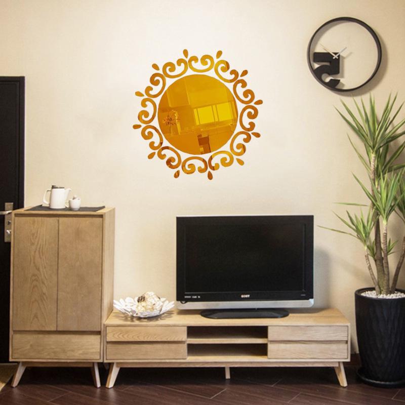 3D Sun-Shaped Acrylic Mirror Wall Sticker - Self-Adhesive Decorative Accent for Bedroom and Living Room