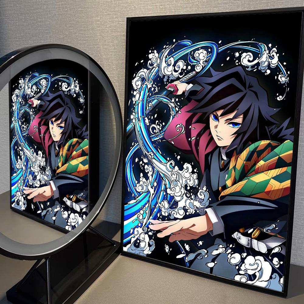 Demon Slayer Tomioka Giyuu DIY Sticky Poster Fancy Wall Sticker for Living Room Bar Decoration Wall Decor