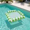 Flotador Inflable para Piscina Rayado 4 Tubos Hamaca de Agua con Malla Silla Lounge Flotante Plegable Esenciales para Fiesta en Piscina de Verano Playa Lago
