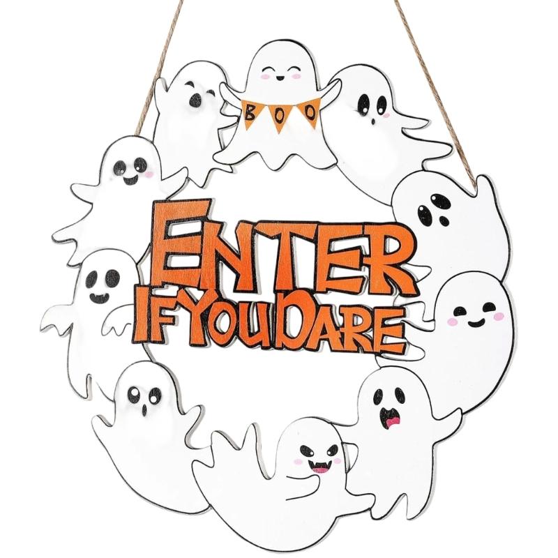 

Festival Pumpkins Skeleton Wood Sign Wooden Halloween Party Supplies Perfect For Halloween Home Door Wall Decoration