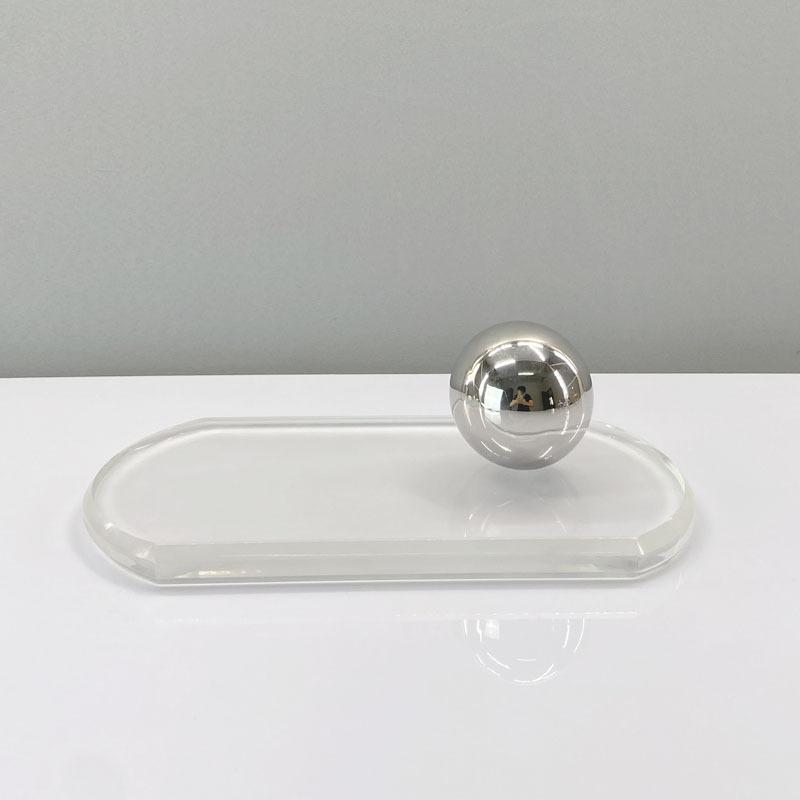 Modern Metal Disc Ornaments Oval Crystal Tray Wine Cabinet Restaurant Furnishings Chinese Model Room Soft Decorations