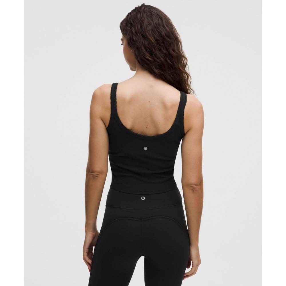 Lululemon Nulu Ribbed Cropped Tank Top  Heart Black