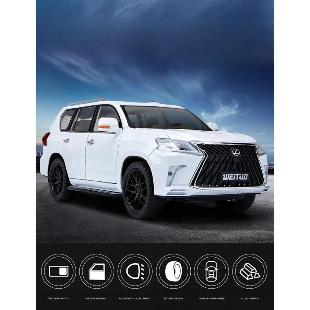 1/18 Lexus LX570 SUV sport mașină de jucărie model metal turnat sub presiune miniatural tragere înapoi uși luminoase deschise colecție cadou pentru copii