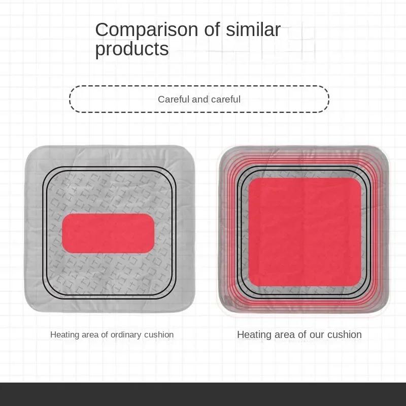 Car Heated Seat Cushion USB Plug-in Office Sedentary Graphene Heating Pad Seat Cushion Home Chair Cushion Heats Up Quickly