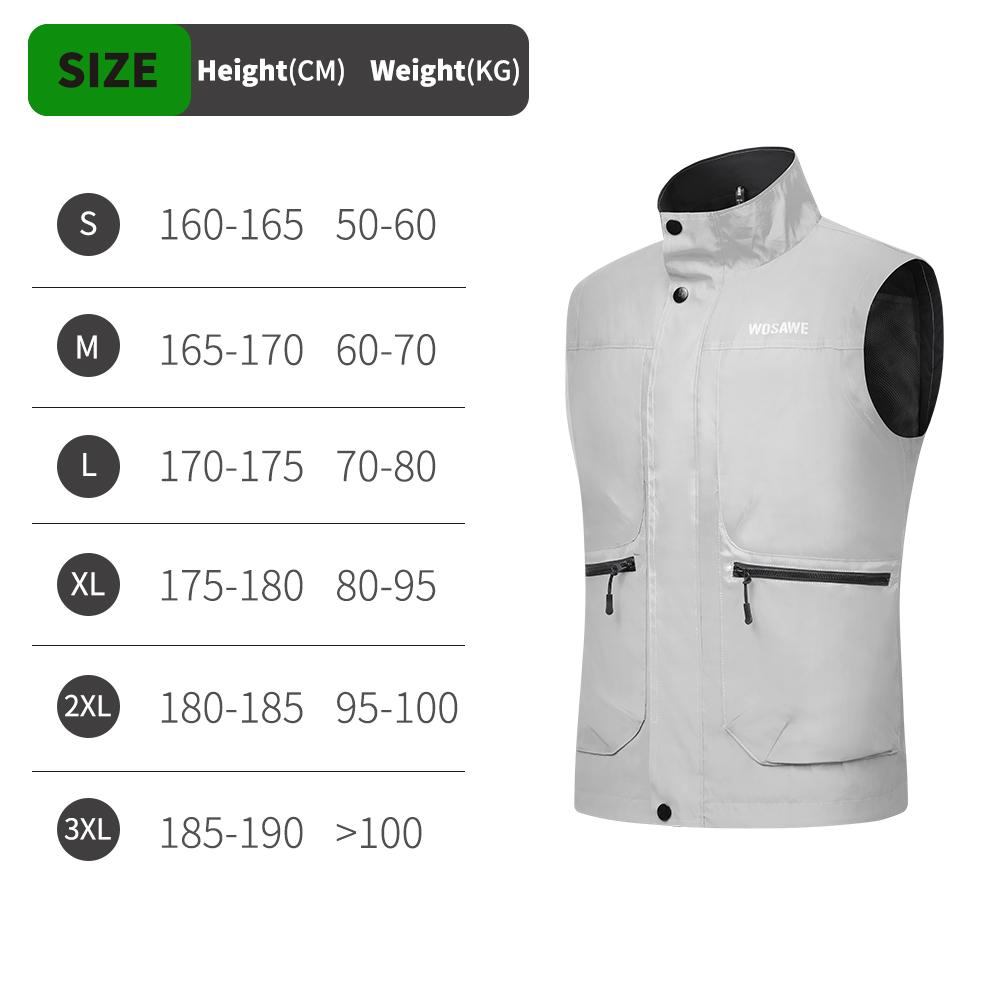 

WOSAWE Unisex Full Reflective Cycling Vest High Visibility Bike Gilet Windproof Waterproof Sleeveless Jacket for Night Cycling 3XL серебряный