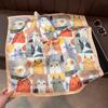 Lightweight Printed Small Square Scarf for Women, Cute Cat Floral Neck Warmer Windproof Bandana Hair Band Silk Scarf for Women