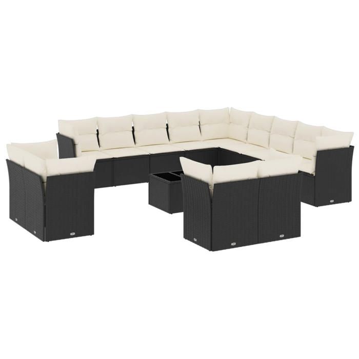 VidaXL Garden Lounge Set with Cushions 11 Pcs, Patio Sofas, Patio Furniture Set, Outdoor Furniture, Black 3256965